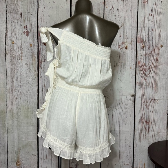 FREE PEOPLE Feelin' Fancy Romper Feminine Ethereal Ruffles Ivory Medium NWT - Picture 7 of 16